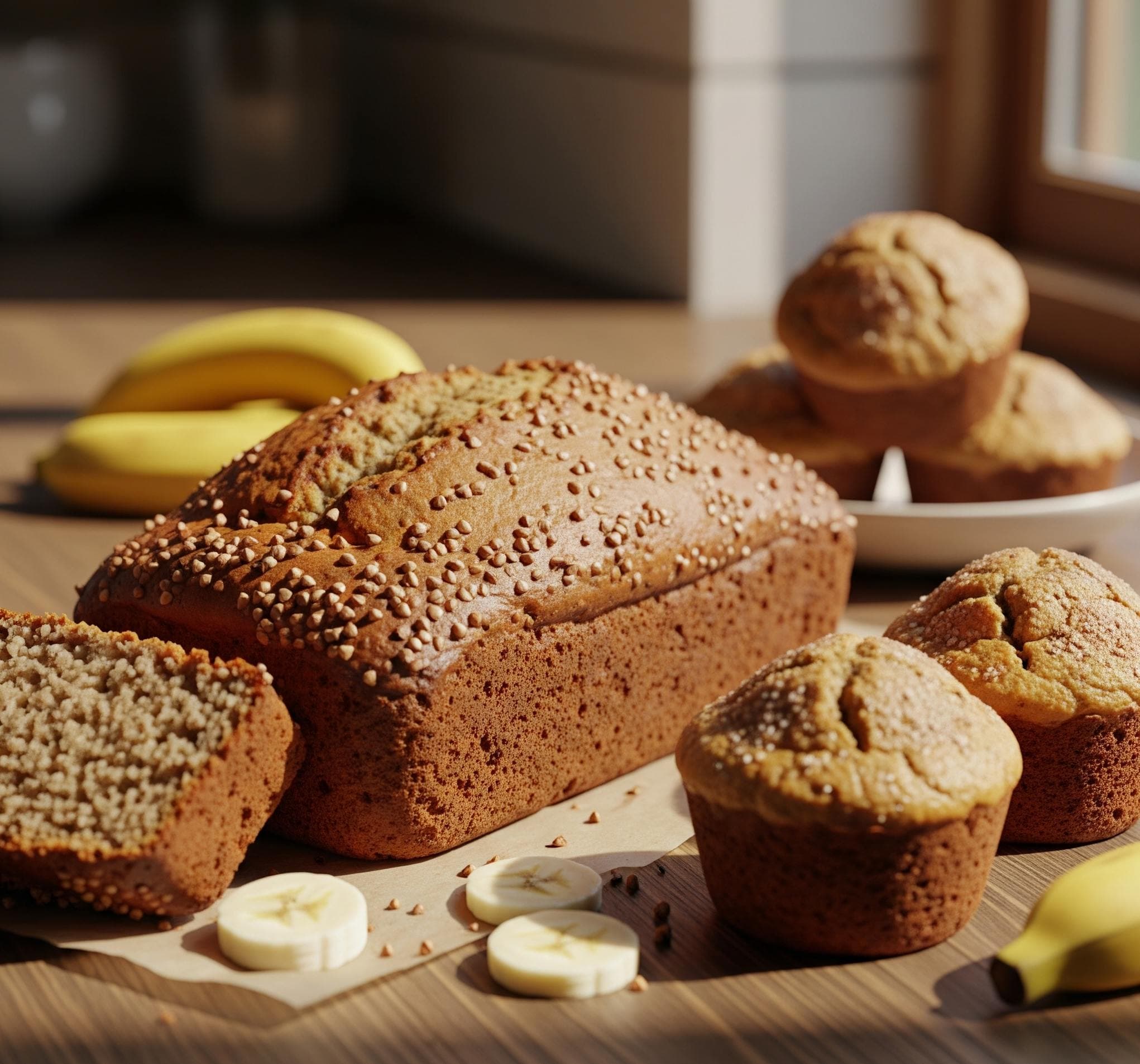 Banana Buckwheat Muffins with Nuts & Seeds