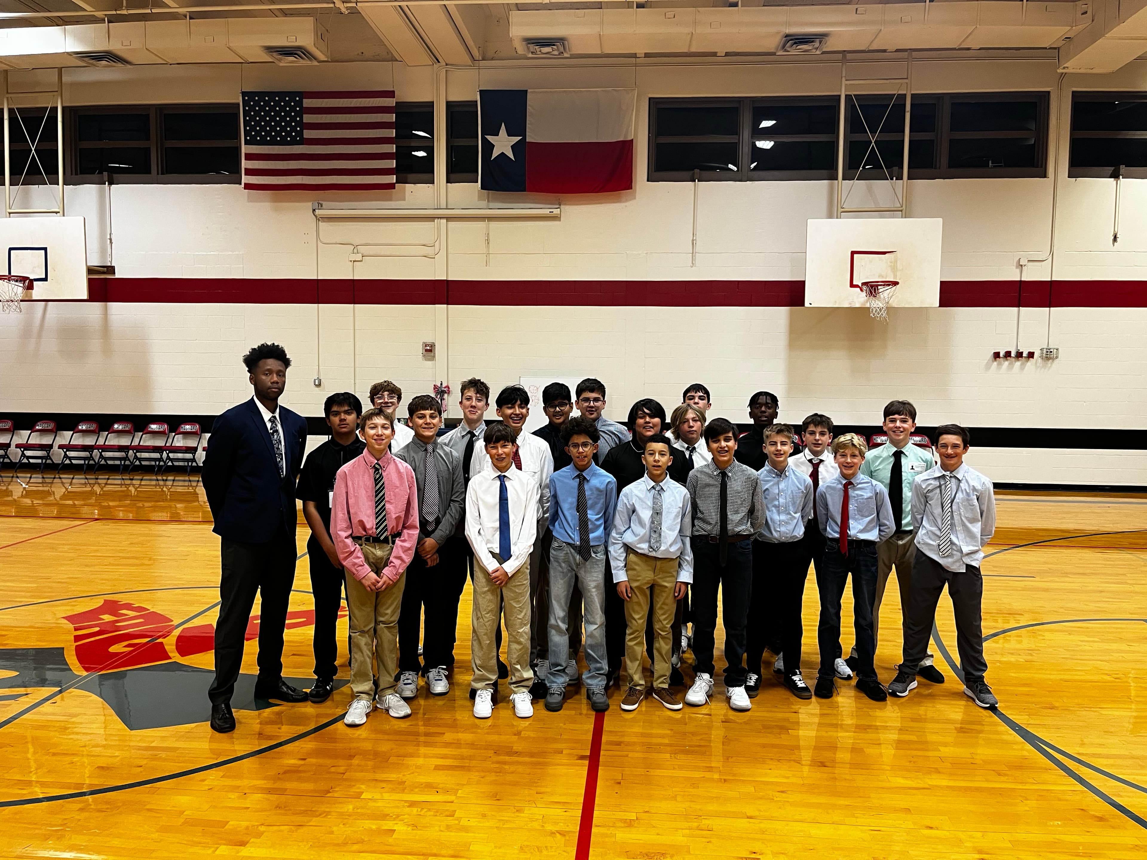 Eric Johnson with middle school basketball team