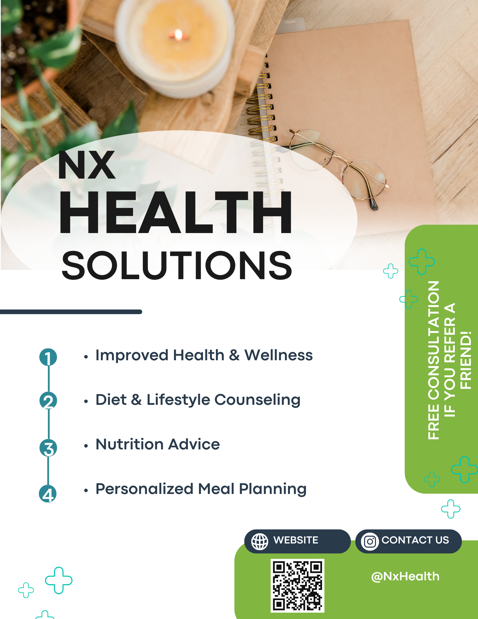 NxHealth referral program flyer showing free consultation offer