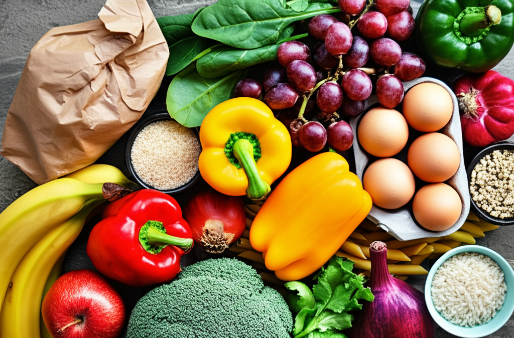 Colorful array of fresh fruits and vegetables